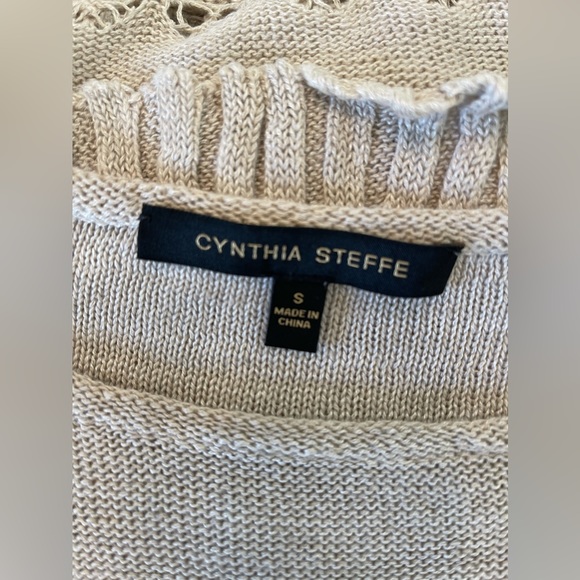 Cynthia Steffe Oatmeal Beige Sleeveless Knit Bodycon Ruffle Dress Size Small - Picture 5 of 6